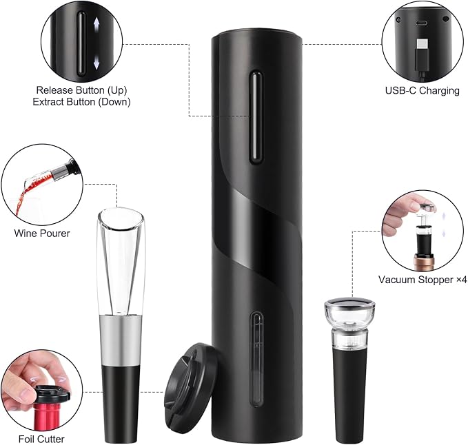 DESTAPADOR DE VINO ELECTRICO (RECARGABLE)