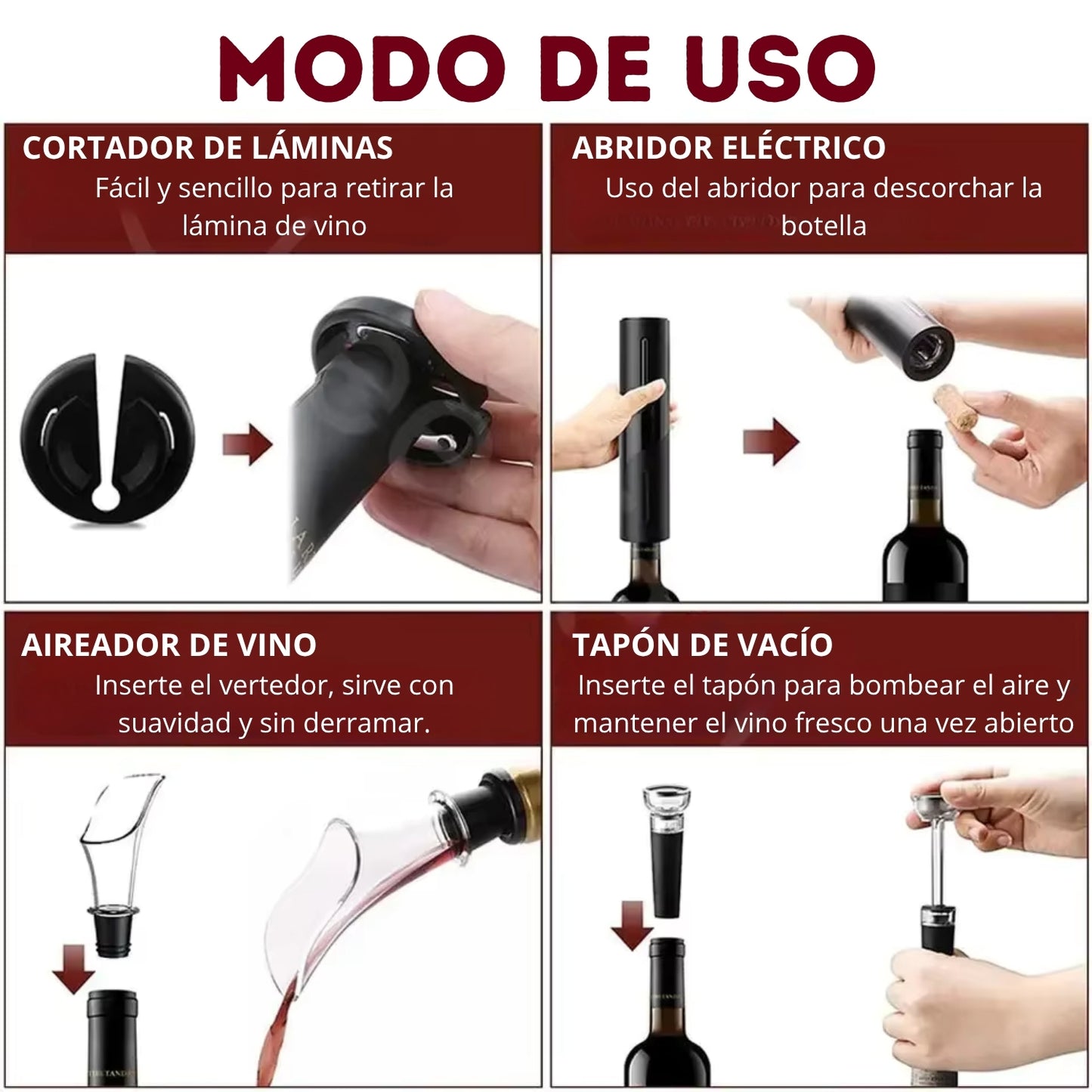 DESTAPADOR DE VINO ELECTRICO (RECARGABLE)